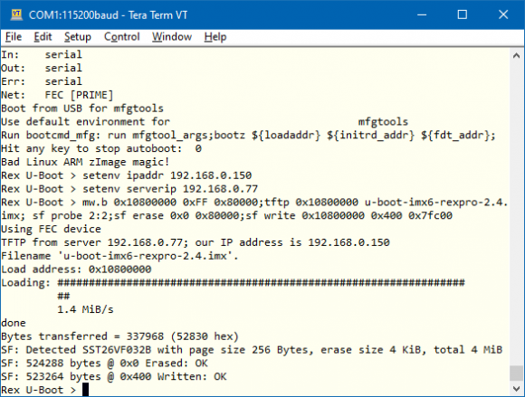 iMX6 Rex Development Kit-SPI bootloader written.png